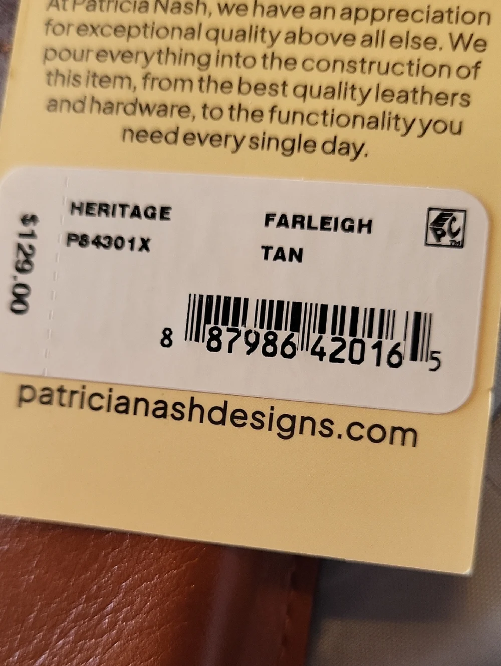 Patricia Nash Farleigh Heritage Tan Leather Crossbody Phone Case with Strap AL M